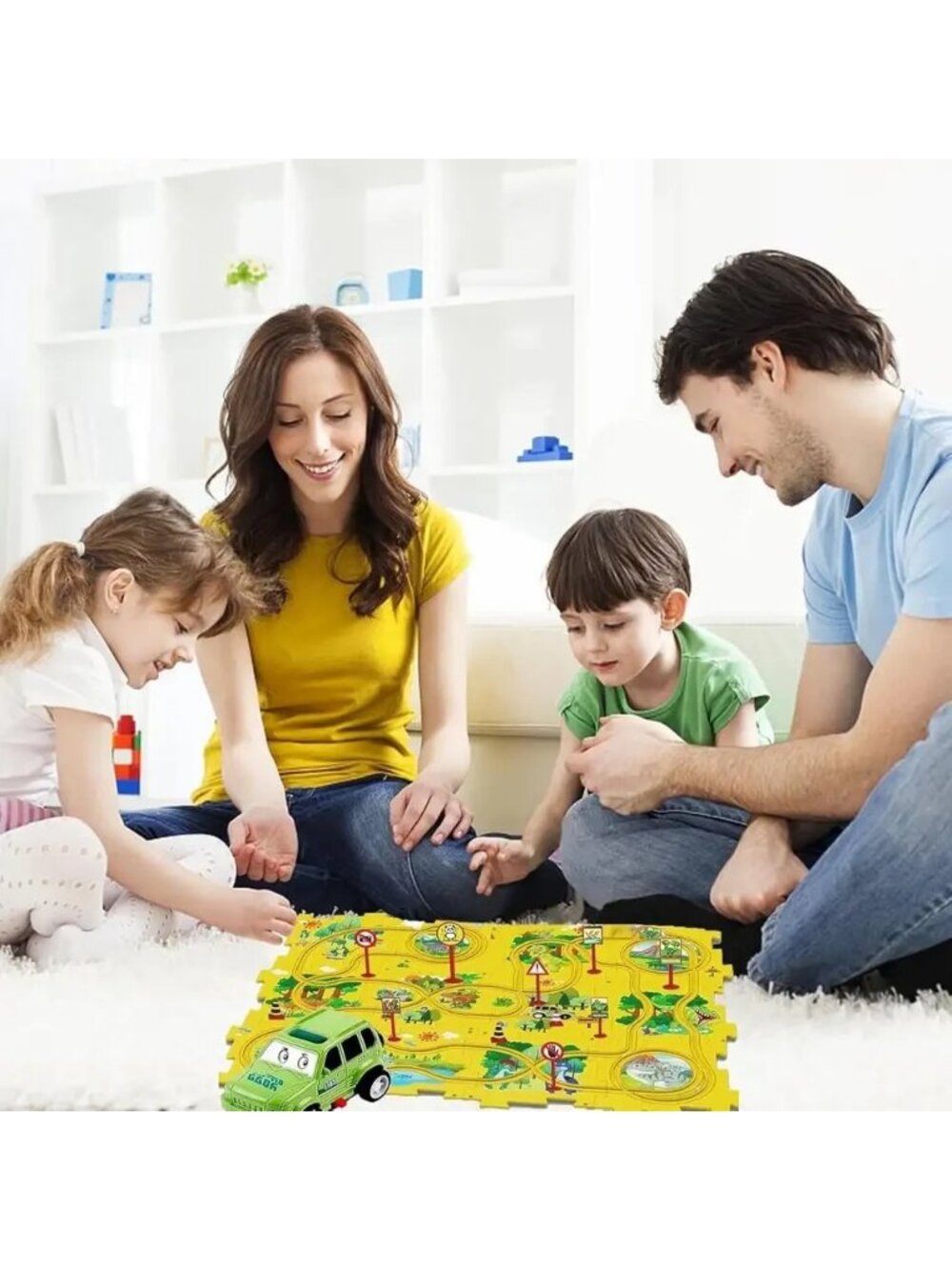 25 PCS Puzzle Racer Kids Car Track Set, Dinosaur Puzzle Racer Car Track Set